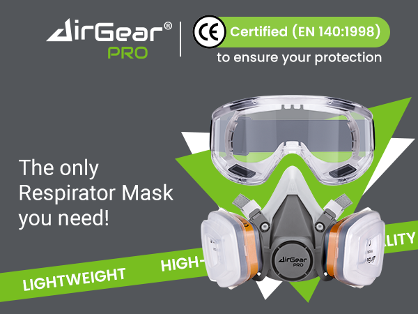 AirGearPro G-500 Reusable Respirator Mask with A1P2 Vapor & Dust Filters