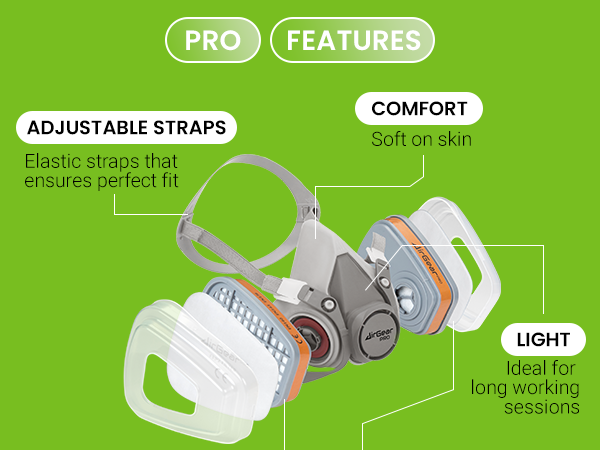 AirGearPro G-500 Reusable Respirator Mask with A1P2 Vapor & Dust Filters