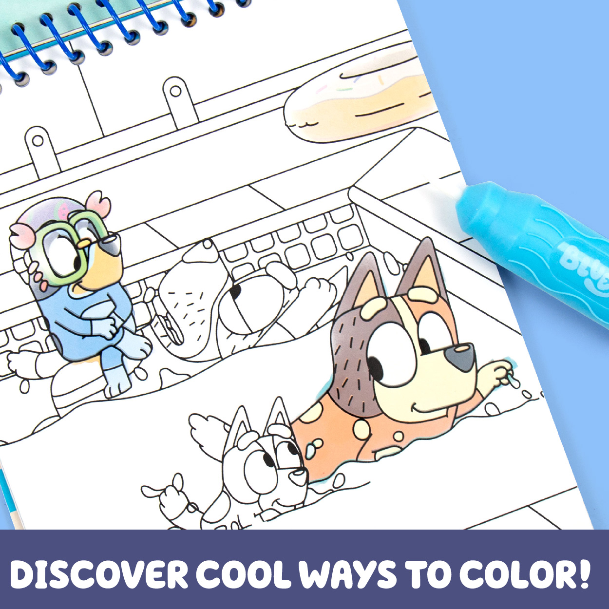 Horizon Group USA Bluey Aqua Art - Reusable Water Reveal Activity Pages With Water Pen for No-Mess Drawing and Coloring