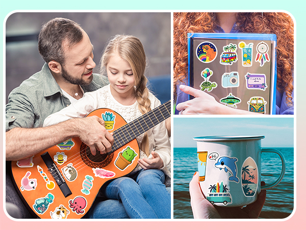 300 Pcs/Pack Water Bottle Stickers for Kids, Cute Vinyl Waterproof Stickers