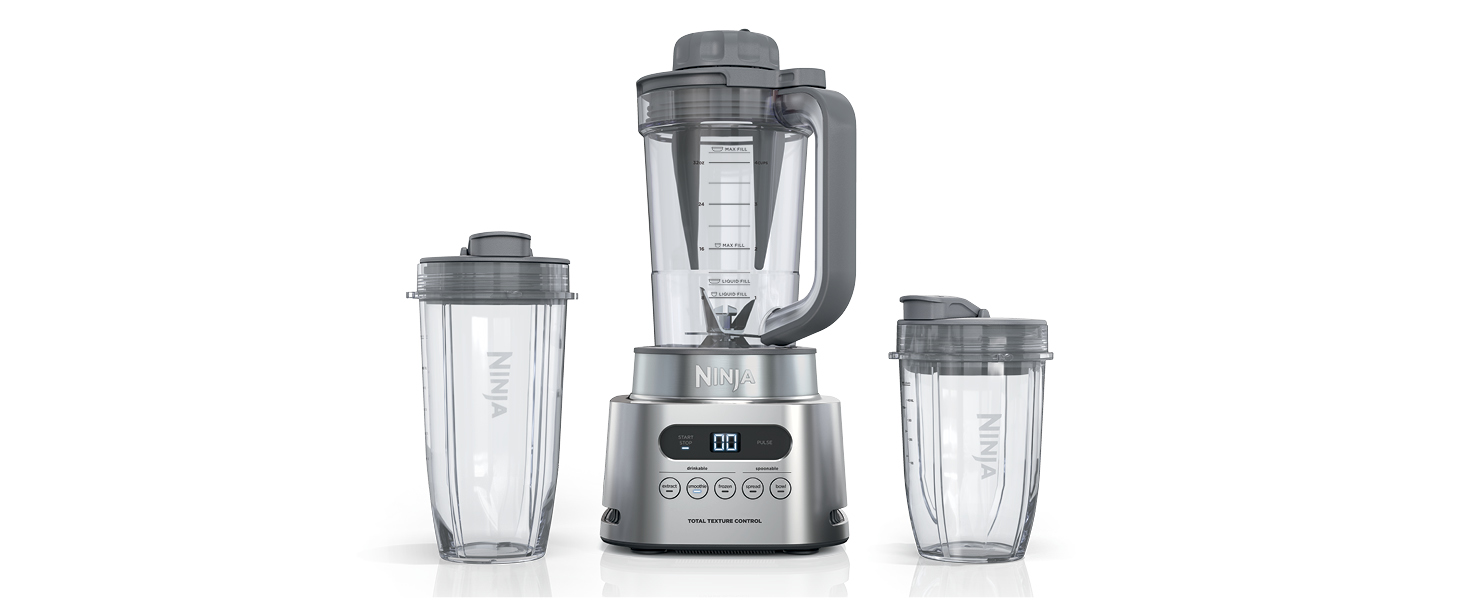 Ninja SS151 TWISTi Blender DUO, High-Speed 1600 WP Smoothie Maker & Nutrient Extractor* 5 Functions Smoothie, Spreads & More, smartTORQUE, 34-oz. Pitcher & (2) To-Go Cups, Gray