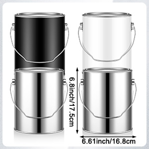 Uiifan 4 Pcs 1 Gallon Metal Paint Cans with Lids Handles Empty,Silver