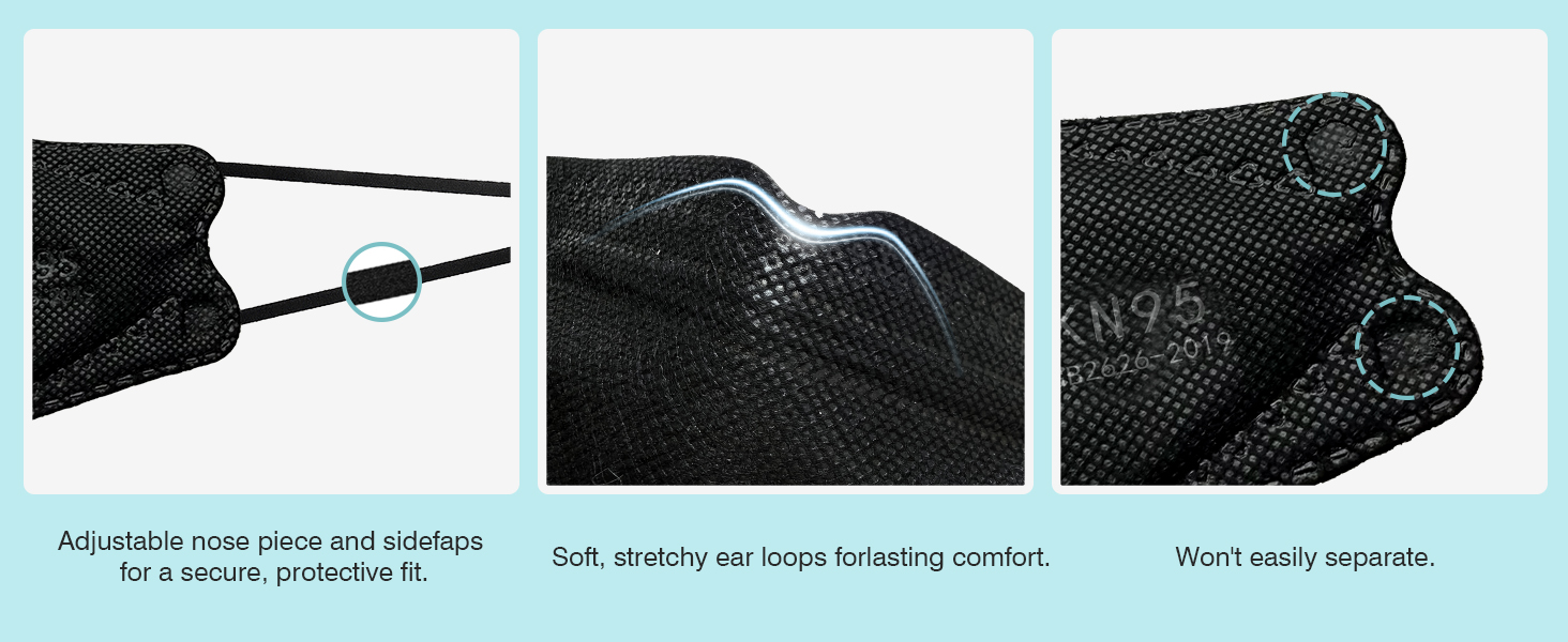 LEMENT KN95 Face Masks,50 PCS Breathable Black Dust Mask For Adult,Teenager