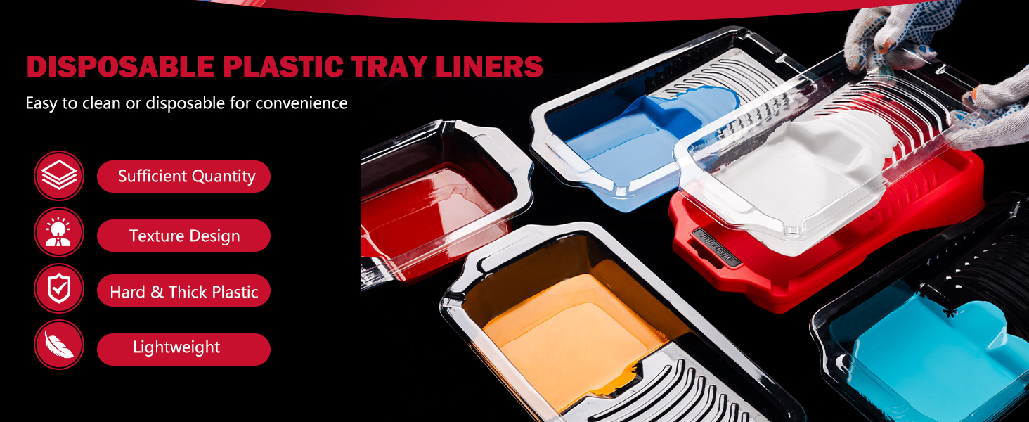 Mister Rui 4 Inch Paint Tray Liners 8-Pack with Lid