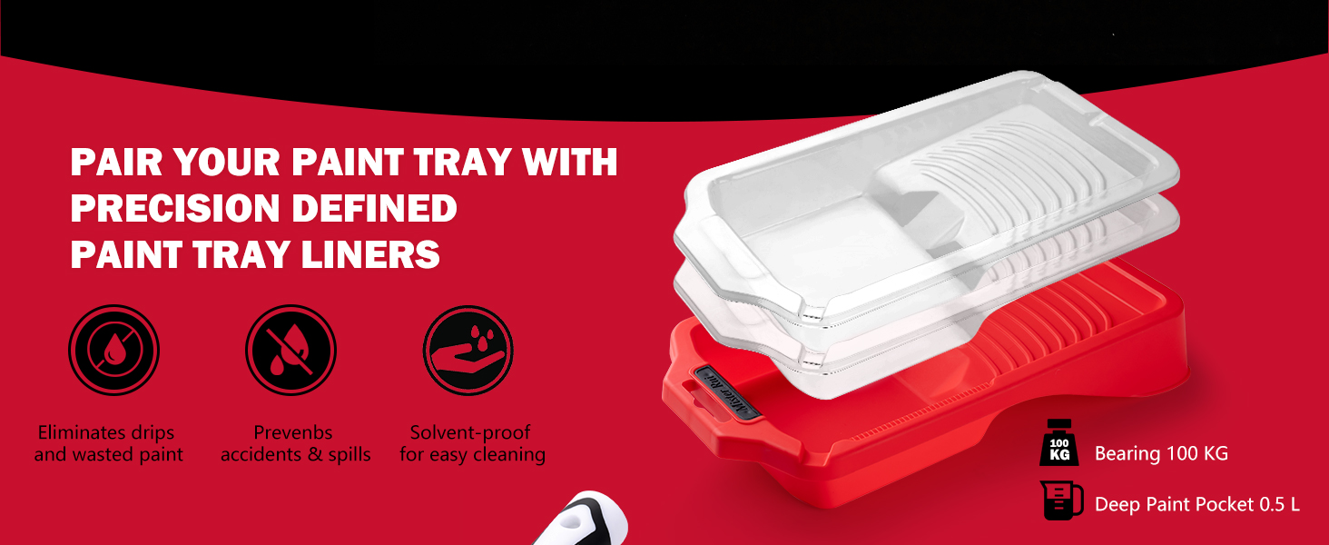Mister Rui 4 Inch Paint Tray Liners 8-Pack with Lid