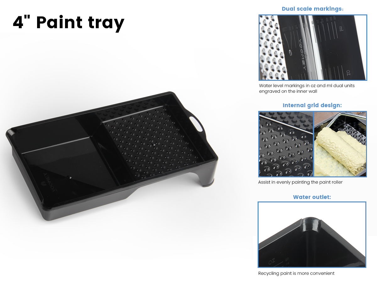 Voomey 4 Inch Paint Tray Set - Paint Tray with 12 Pcs Paint Pan Liners