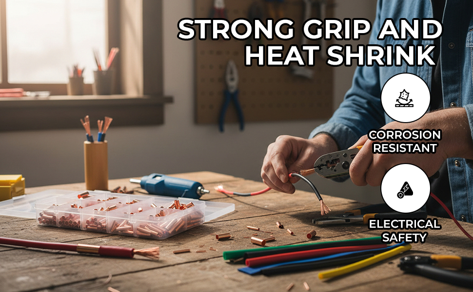 Serplex® 250 Pcs Copper Wire Terminal Connectors with Heat Shrink Tubes