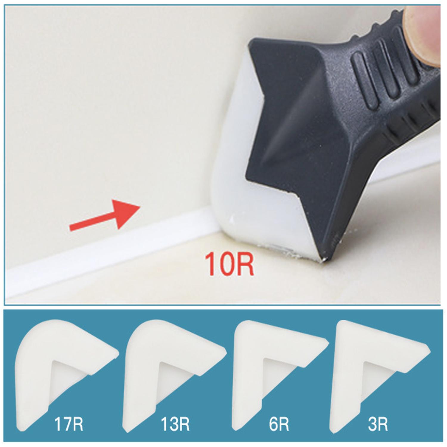 3 in 1 Silicone Caulking Tools(Stainless Steelhead), Sealant Finishing Tool Grout Scraper, Reuse and Replace 5 Silicone Pads, Great Tools for Kitchen Bathroom Window, Sink Joint