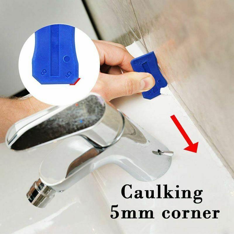 3 in 1 Silicone Caulking Tools(Stainless Steelhead), Sealant Finishing Tool Grout Scraper, Reuse and Replace 5 Silicone Pads, Great Tools for Kitchen Bathroom Window, Sink Joint