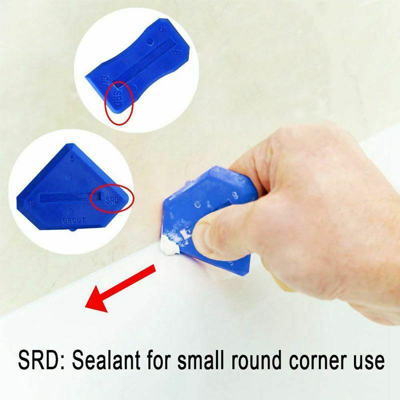 3 in 1 Silicone Caulking Tools(Stainless Steelhead), Sealant Finishing Tool Grout Scraper, Reuse and Replace 5 Silicone Pads, Great Tools for Kitchen Bathroom Window, Sink Joint