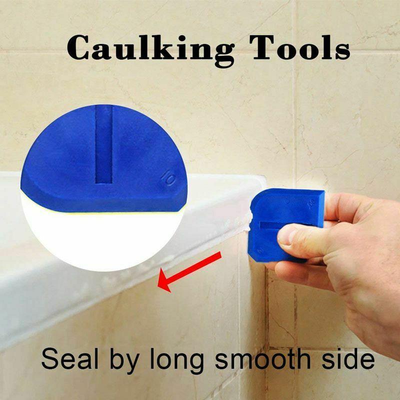 3 in 1 Silicone Caulking Tools(Stainless Steelhead), Sealant Finishing Tool Grout Scraper, Reuse and Replace 5 Silicone Pads, Great Tools for Kitchen Bathroom Window, Sink Joint