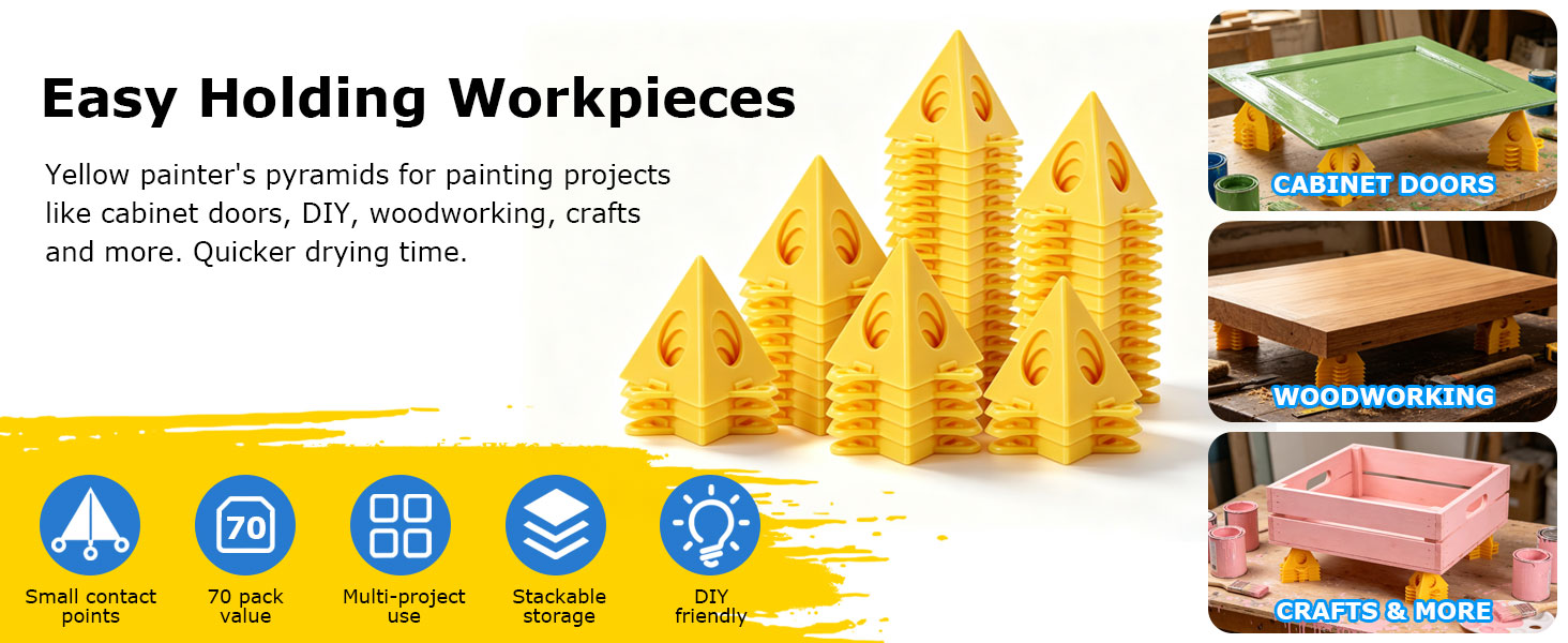 70Pcs Painters Painting Pyramid Stands, Cabinet Doors Risers, Mini Cones Tripods, Household Tools