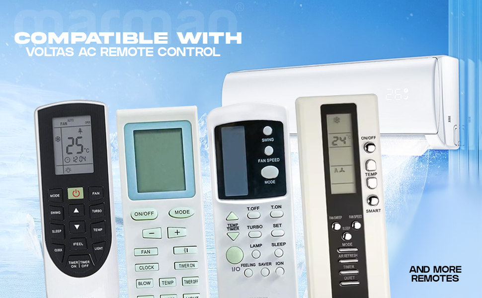 marman® Compatible with Voltas AC Remote Model 18A YB1FA Suitable for 1 | 1.5 | 2 Ton Vertis Plus Split or Window Air Conditioner - Match Remote Key by Key with Existing Remote Control