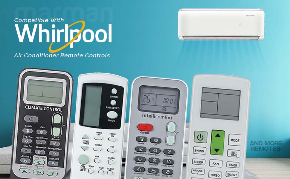 marman® Compatible with Whirlpool AC Remote DG11J1 Model 129 Suitable for Inverter and Non Inverter AC 1 | 1.5 | 2 Ton Split & Window AC - Match Remote Key by Key with Existing Remote Control