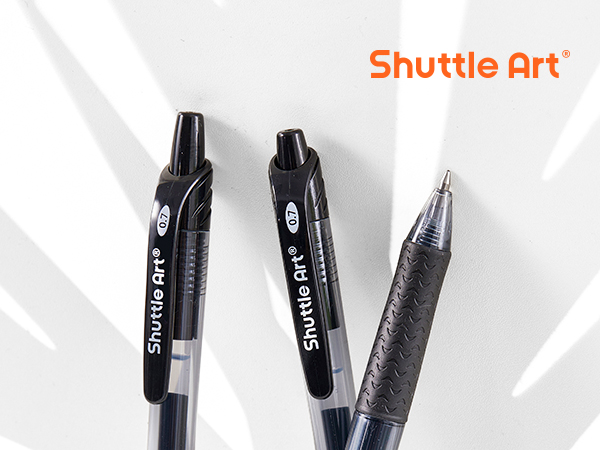 Shuttle Art Black Gel Pens, 48 Pack(20 Pens with 28 Refills) Retractable Medium Point Rollerball Gel Ink Pens Smooth Writing with Comfortable Grip for Office School Home Work