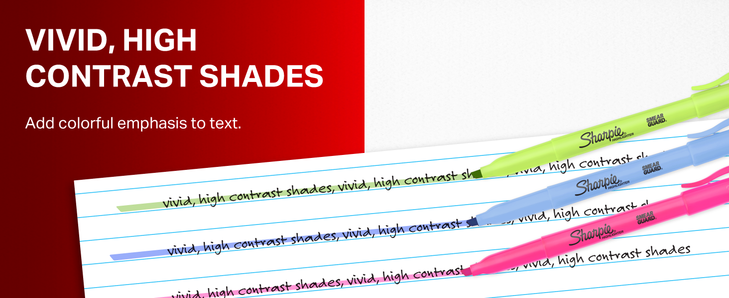 Sharpie Tank Highlighters, Assorted Colors, Chisel Tip, Back to School Essentials, Teacher & Office Supplies, Smear-Resistant, 12-Pack