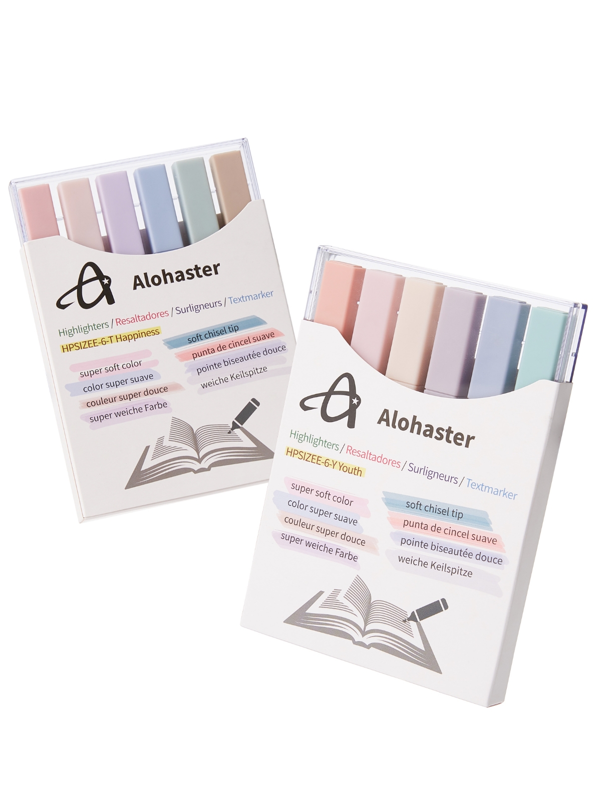 Alohaster Highlighters, HPSIZEE-6-T, 6 Pack - Happiness