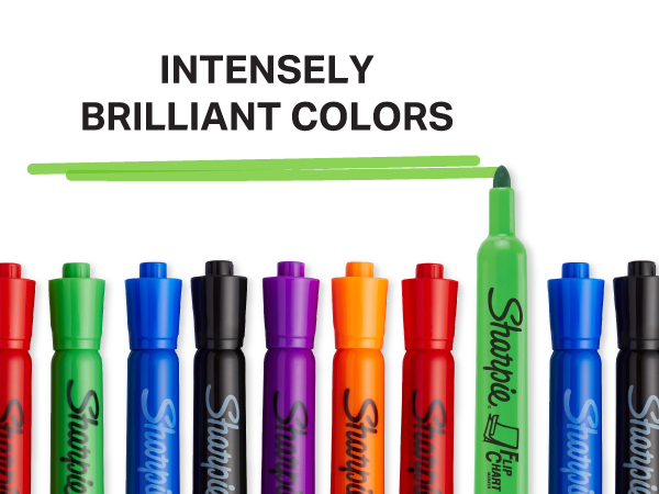 Sharpie Flip Chart Markers, Bullet Tip, Assorted Colors, Low-Odor, Squeak-Free, 8 Count - Office Presentation, Back to School, Teacher Supplies