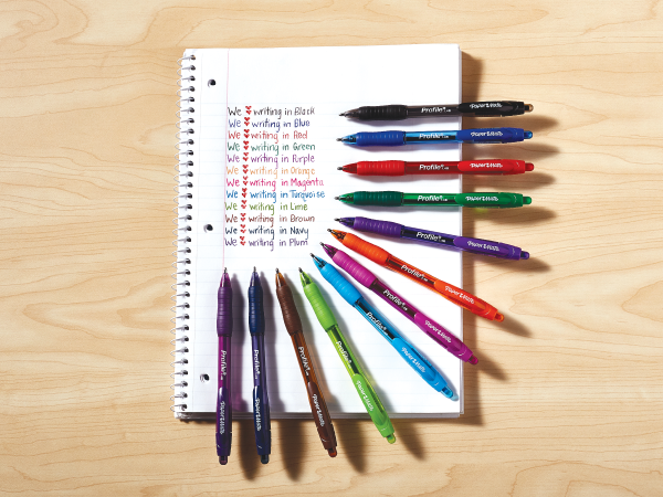 Paper Mate Profile Retractable Ballpoint Pens, Bold Point (1.4mm), Assorted Colors, 12 Count - Back to School, Office, Teacher Supplies