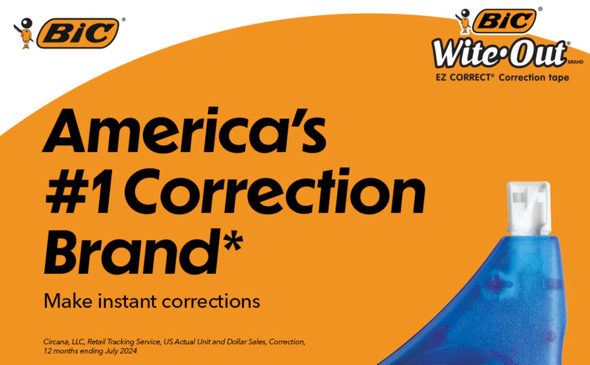 BIC Wite-Out EZ Correct Correction Tape, Tear-Resistant and No Dry Time, 18-Count Pack in White