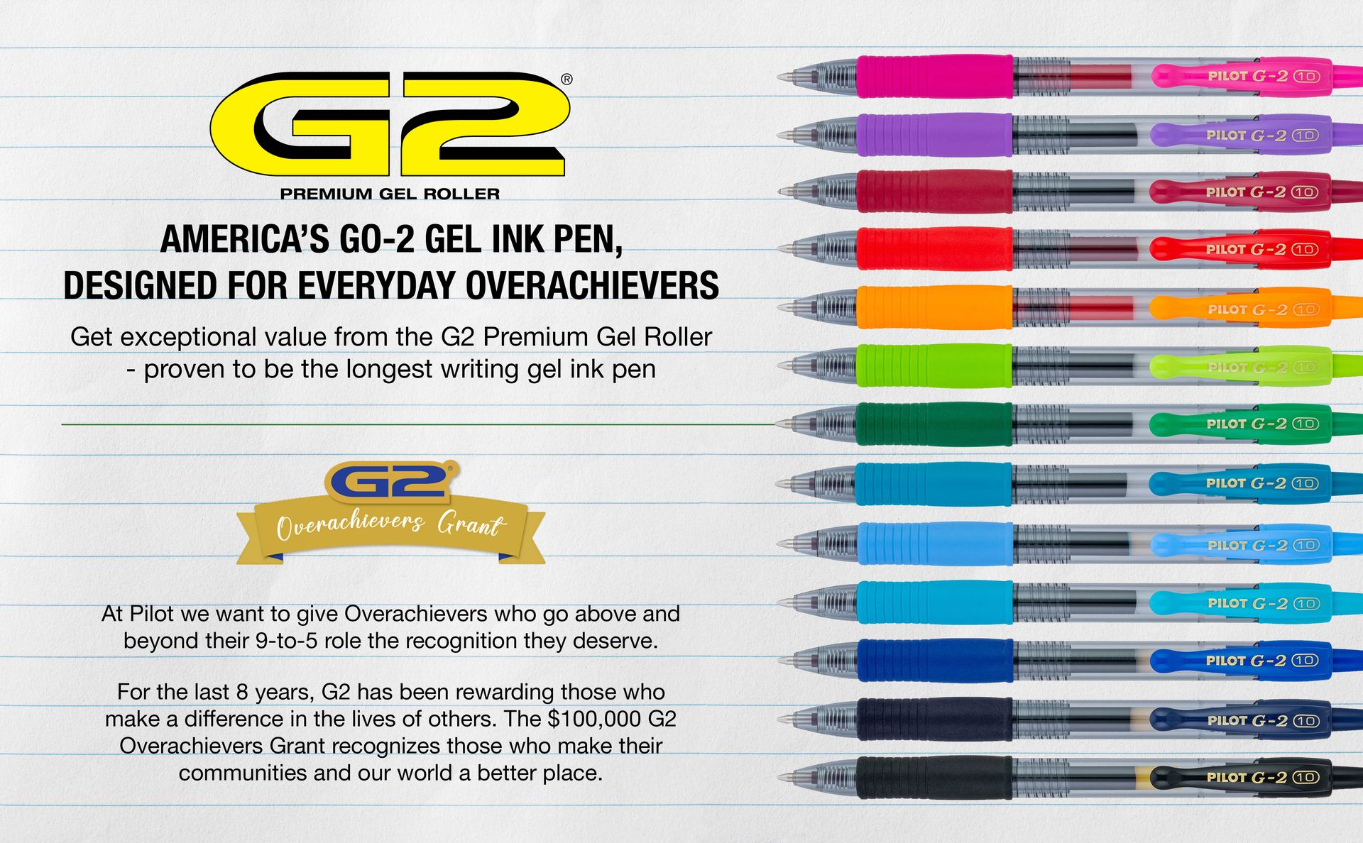 PILOT G2 Premium Gel Pens, Bold Point 1.0mm, Black/Blue/Red Ink, Tub of 36