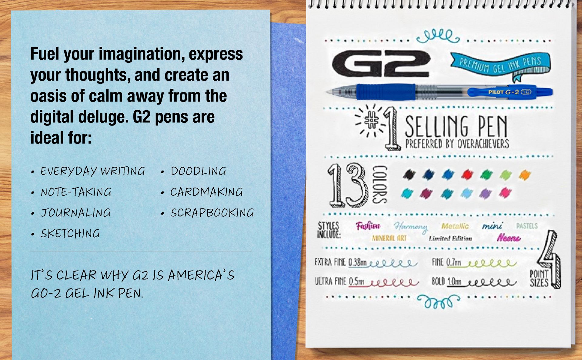 PILOT G2 Premium Gel Pens, Bold Point 1.0mm, Black/Blue/Red Ink, Tub of 36