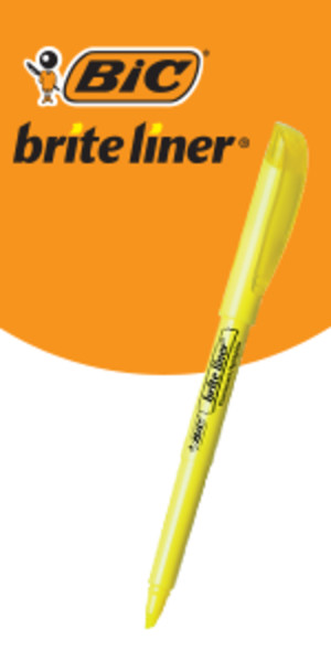 BIC Brite Liner Highlighters, Chisel Tip, 12-Count Pack, Assorted Colors