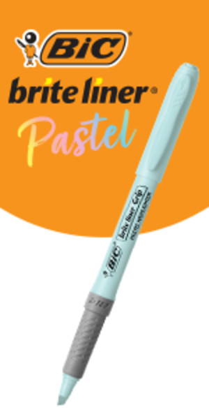BIC Brite Liner Grip Pastel Highlighter Set, Chisel Tip, 12-Count