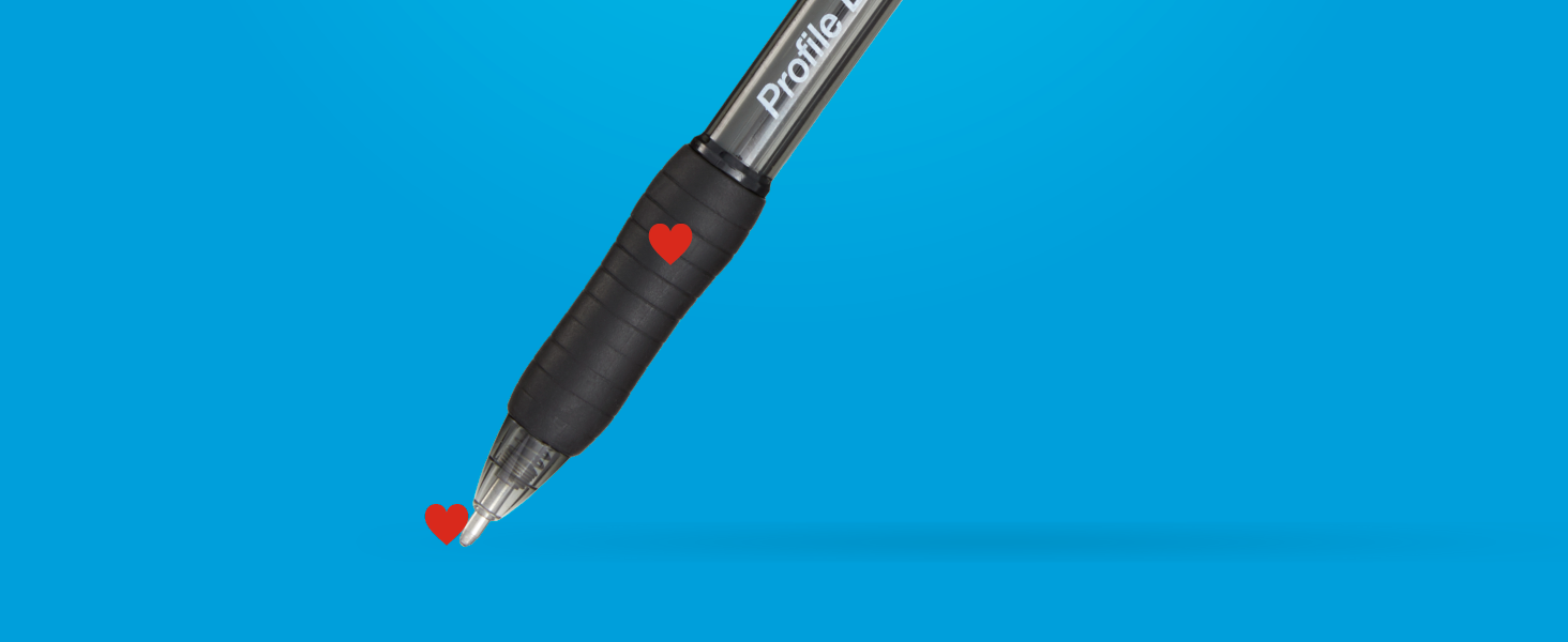 Paper Mate Profile Retractable Ballpoint Pens, Bold Point (1.4mm), Black Ink, 12 Count - Writing, Journaling, Office Supplies