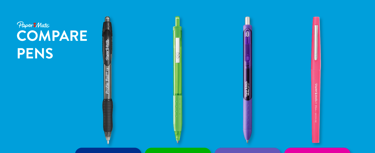 Paper Mate Profile Retractable Ballpoint Pens, Bold Point (1.4mm), Black Ink, 12 Count - Writing, Journaling, Office Supplies
