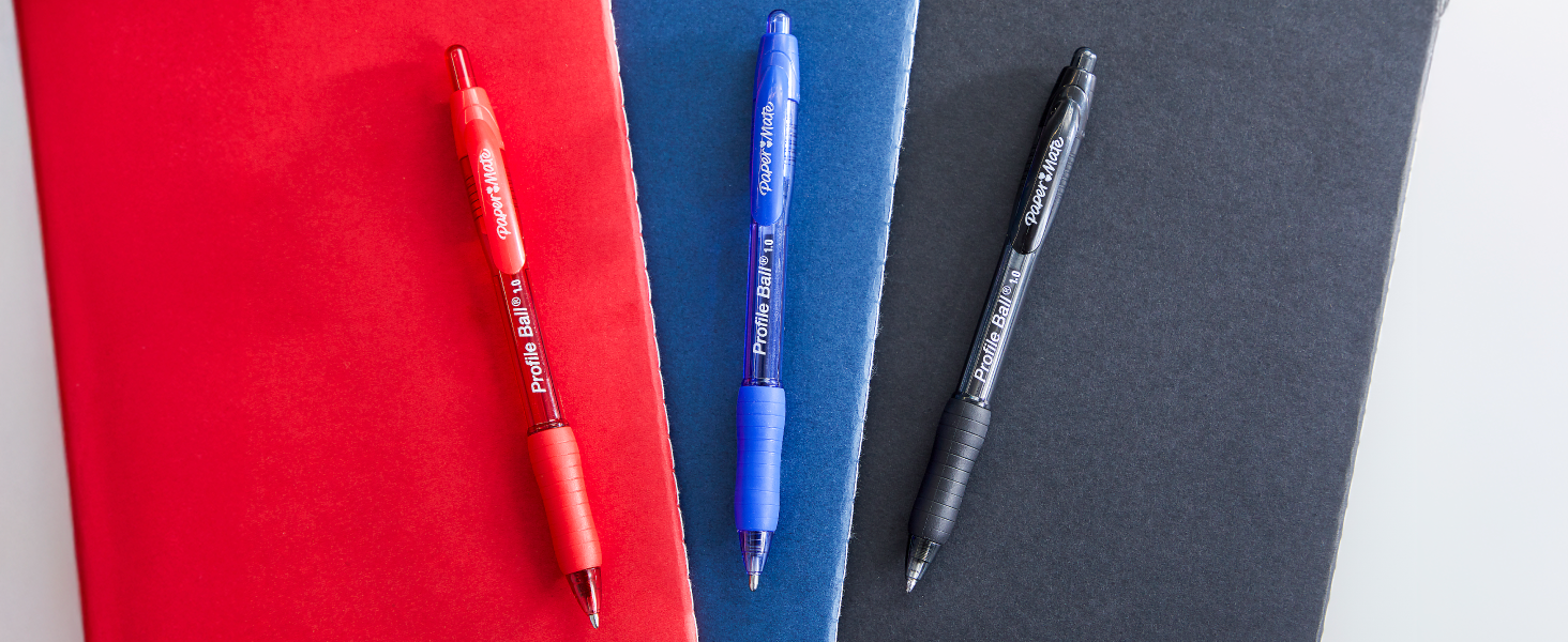 Paper Mate Profile Retractable Ballpoint Pens, Bold Point (1.4mm), Black Ink, 12 Count - Writing, Journaling, Office Supplies