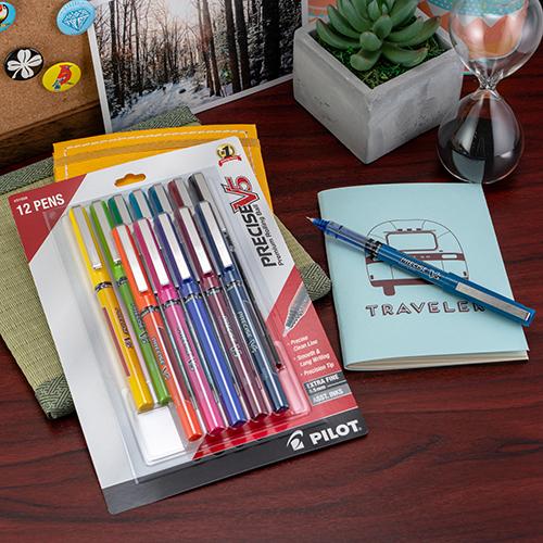 PILOT Precise V5 RT Retractable Rollerball Pens, 0.5mm, Black, 12-Pack