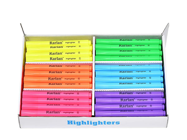 Rarlan Highlighters, Chisel Tip, Assorted Fluorescent, 96 Count Bulk Pack