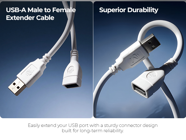 Zebronics USB Extension Cable, 1.5 Meter Length, 480Mbps Data Transfer, Full Copper Core, Nickel-Plated Connectors, Durable Build, For TV, Laptop, PC, Hard Drive, Gamepad (UEC15)