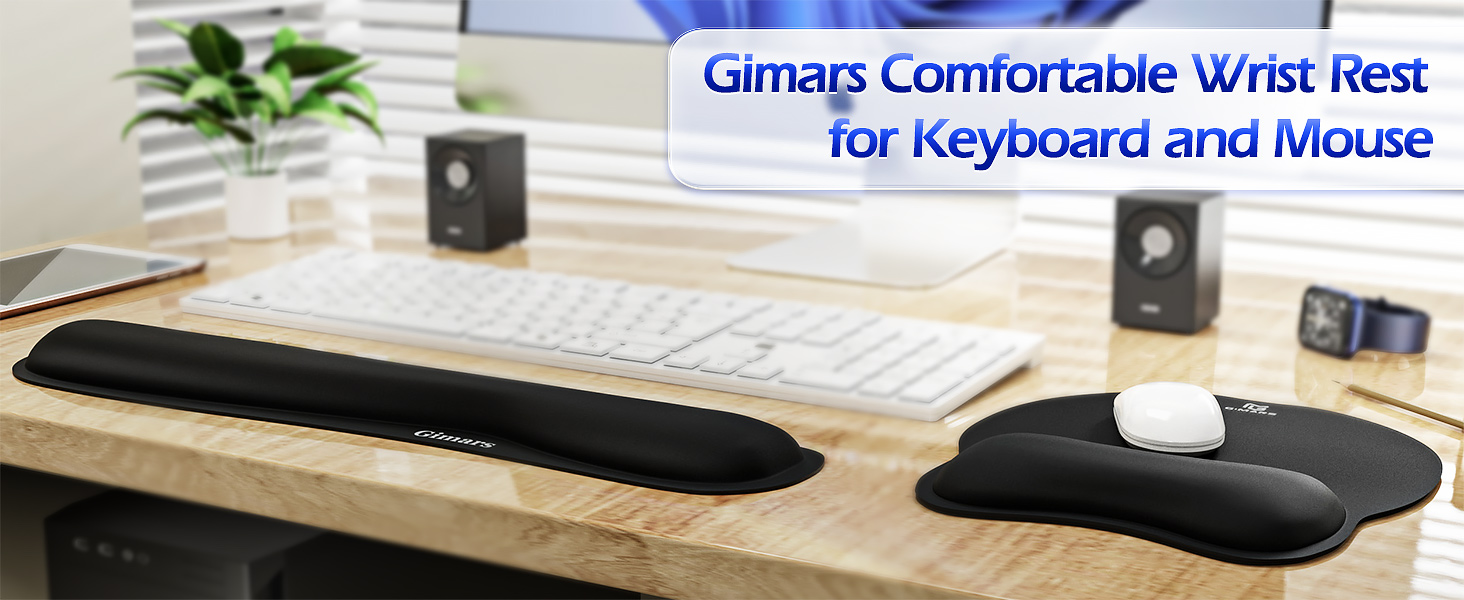 Gimars Upgrade Enlarge Superfine Fibre Soft Smooth Gel Ergonomic Mouse Pad Wrist Support and Keyboard Wrist Rest for Computer, Laptop, Mac, Gaming and Office, Durable, Comfortable and Pain Relief