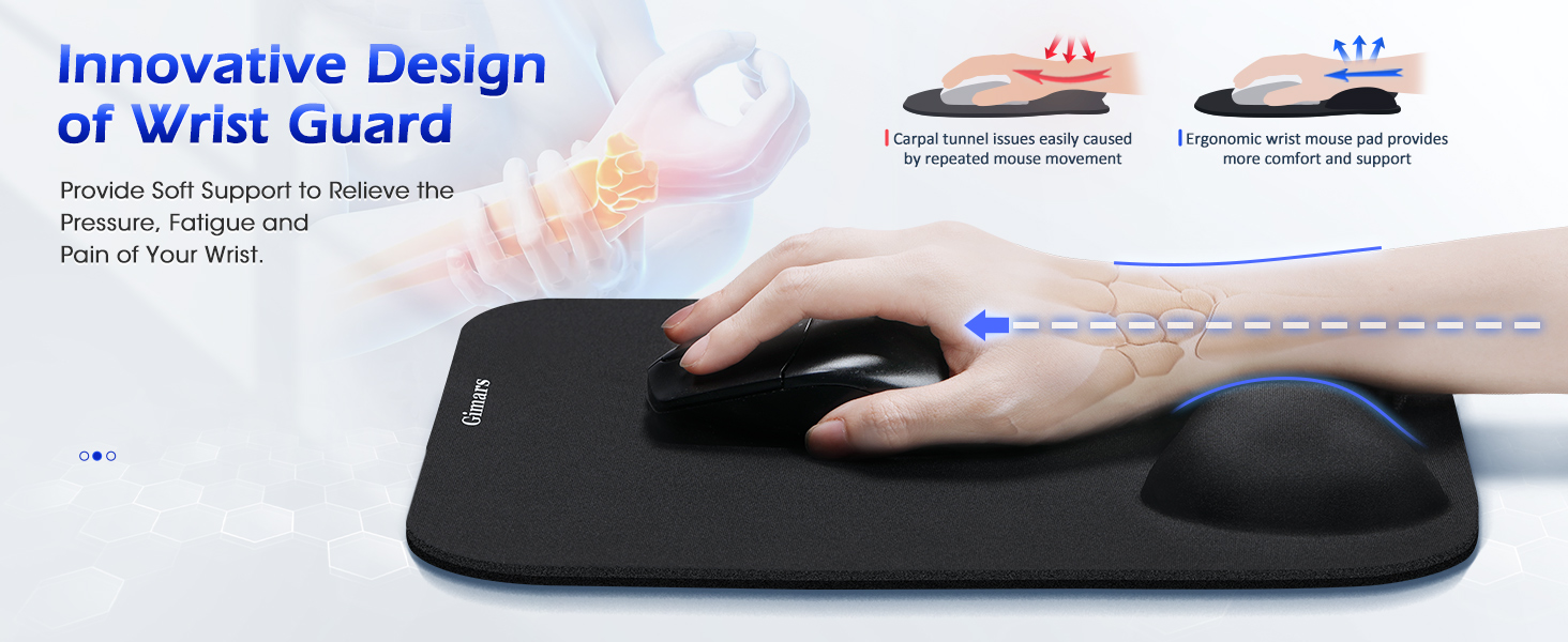 Gimars Large Smooth Superfine Fibre Memory Foam Ergonomic Mouse Pad Wrist Rest Support Mousepad with Nonslip Base for Laptop, Computer, Gaming&Office