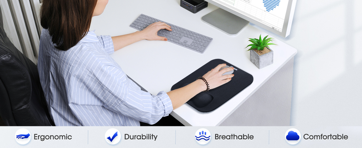 Gimars Large Smooth Superfine Fibre Memory Foam Ergonomic Mouse Pad Wrist Rest Support Mousepad with Nonslip Base for Laptop, Computer, Gaming&Office