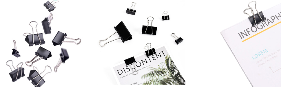 Binder Clips Paper Clamp for Paper-130 Pcs Clips Paper Binder Assorted Sizes (Black)