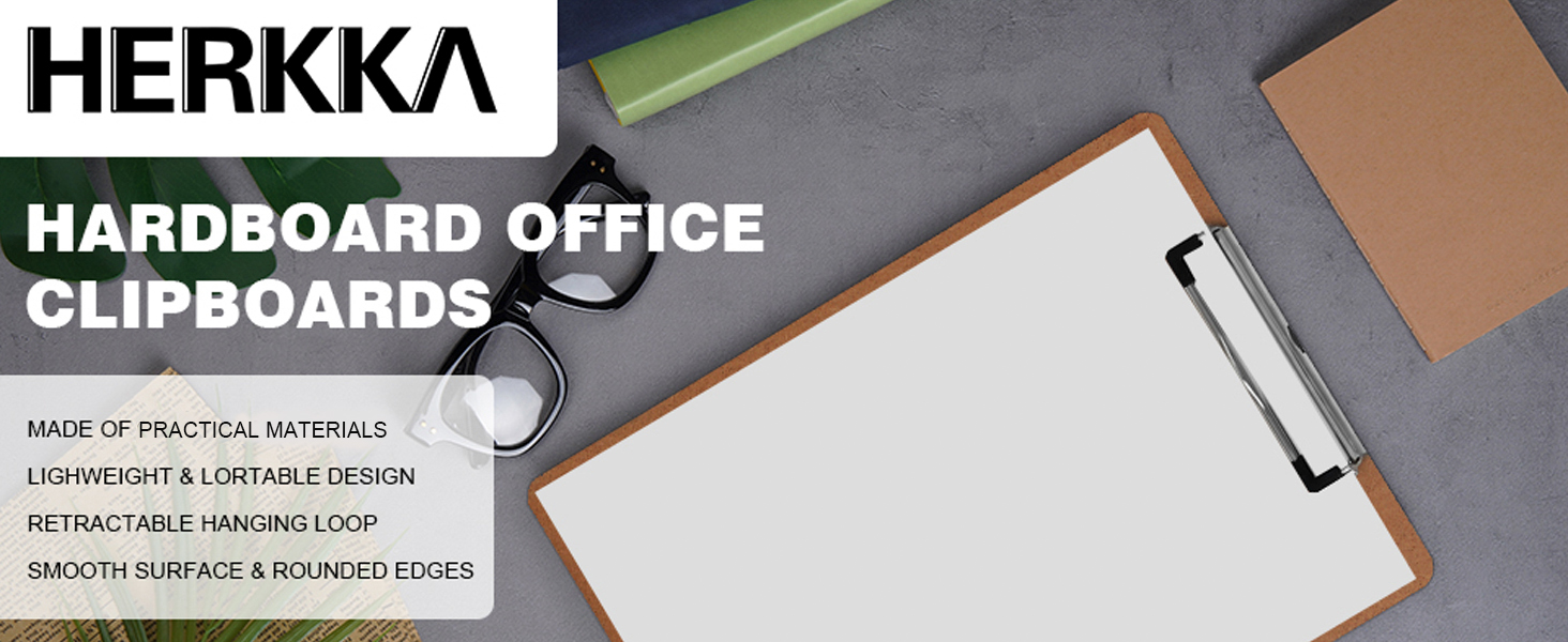 Clipboard, HERKKA 15 Pack Hardboard Office Clipboards Standard A4 Letter Size Clipboard with Low Profile Clip, Size 12.5 x 9 Inch