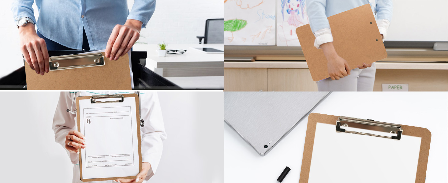 Clipboard, HERKKA 15 Pack Hardboard Office Clipboards Standard A4 Letter Size Clipboard with Low Profile Clip, Size 12.5 x 9 Inch