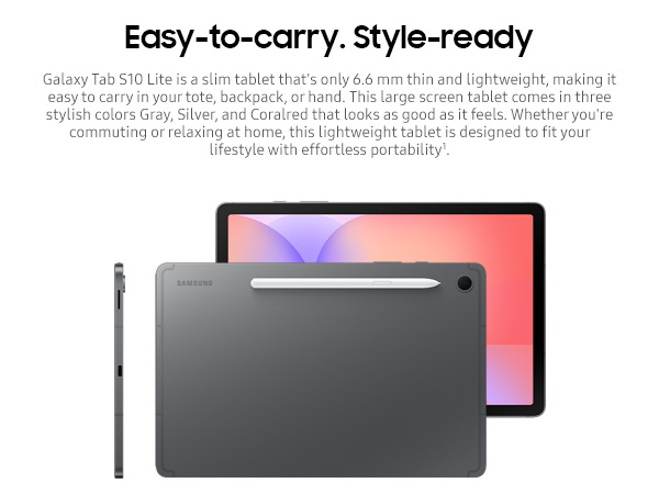 Samsung Galaxy Tab S10 Lite [Smartchoice], 10.9-inch (27.7 CM), LCD Display, 6GB RAM, 128GB ROM, Wi-Fi, Dual Speakers, S Pen, Gray, AI Enabled