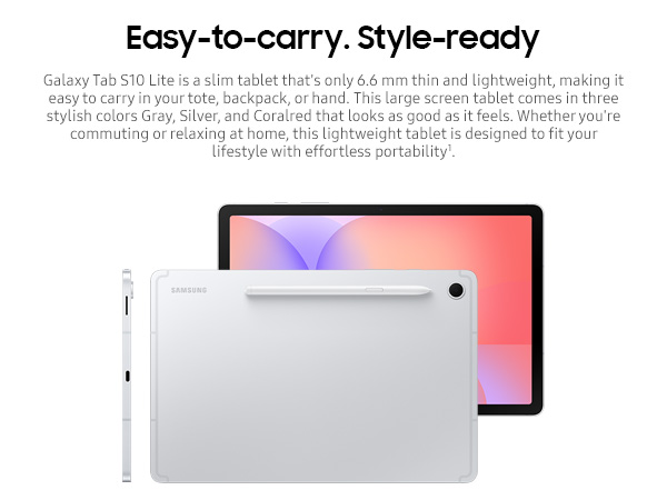 Samsung Galaxy Tab S10 Lite [Smartchoice], 10.9-inch (27.7 CM), LCD Display, 6GB RAM, 128GB ROM, Wi-Fi, Dual Speakers, S Pen, Gray, AI Enabled