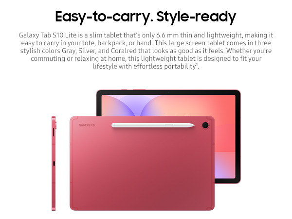Samsung Galaxy Tab S10 Lite [Smartchoice], 10.9-inch (27.7 CM), LCD Display, 6GB RAM, 128GB ROM, Wi-Fi, Dual Speakers, S Pen, Gray, AI Enabled