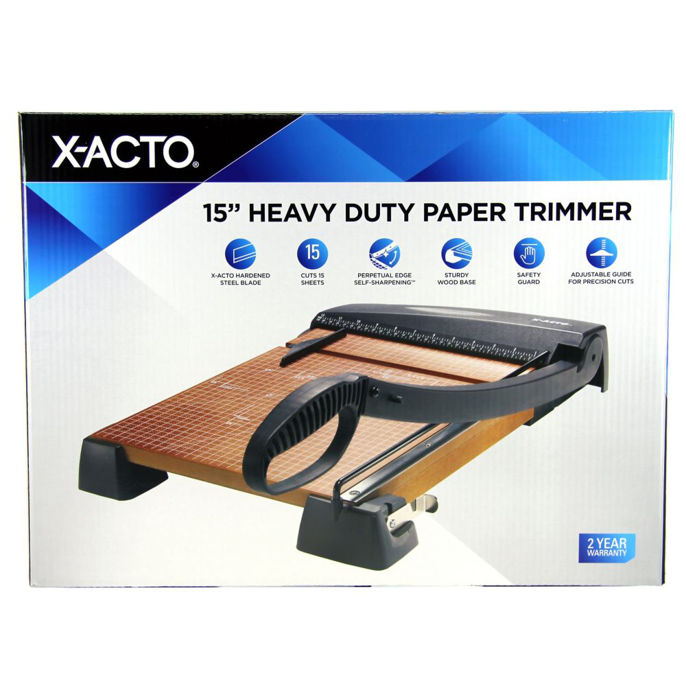 X-ACTO Heavy Duty Wood Guillotine Paper Trimmer, 15" Cutting Surface - Durable, Precise, Designed for School and Work Settings