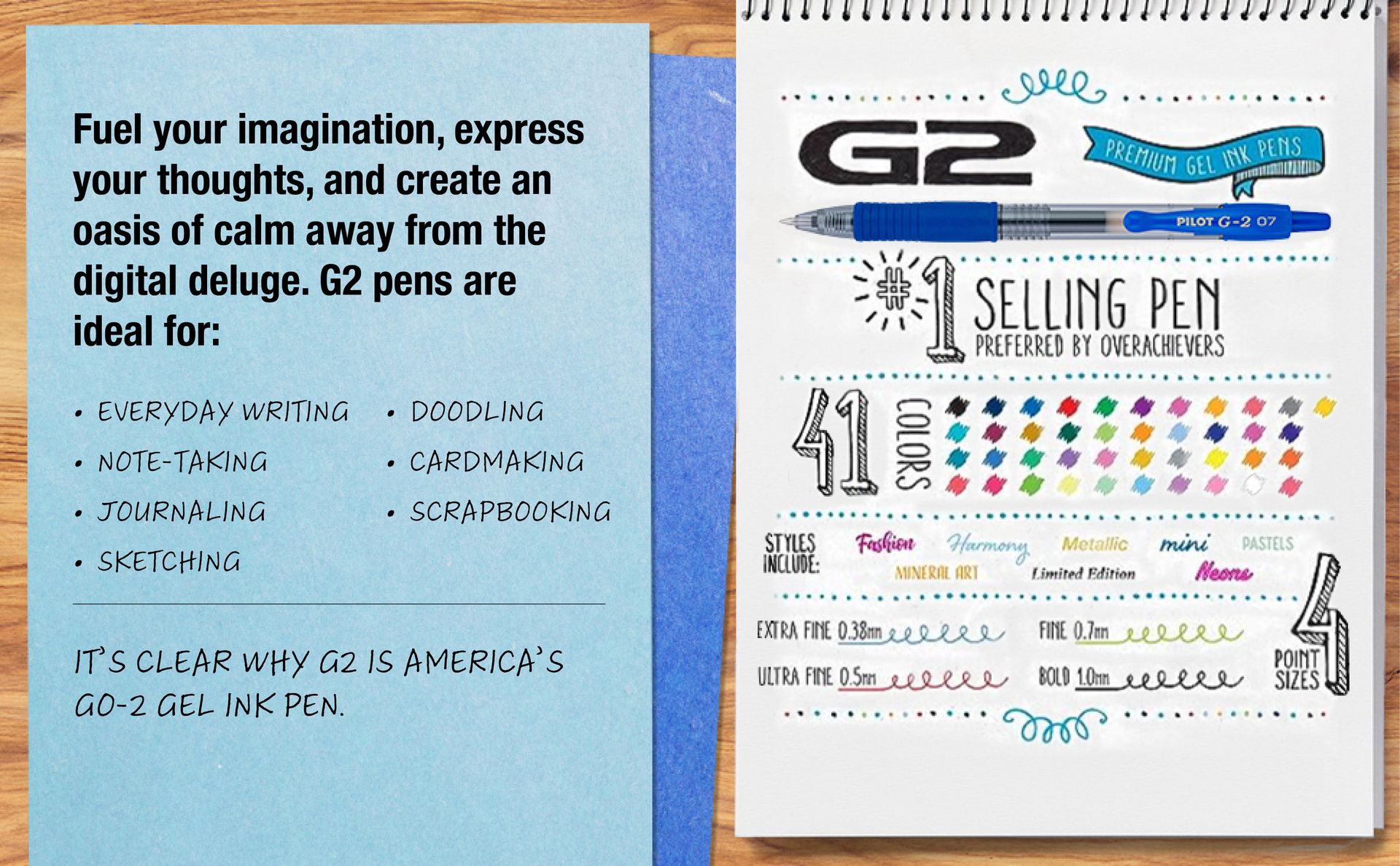 Pilot G2 Premium Gel Pen Convenience Pack, Retractable, Fine 0.7 mm, Blue Ink, Blue Barrel, 36/Pack