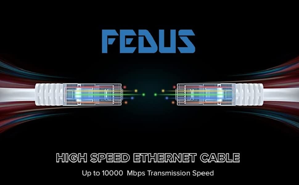 FEDUS Cat6 Ethernet Cable, 15 Meter High Speed 550MHZ / 10 Gigabit UTP LAN Network Internet RJ45 Wire, Patch Computer Cord Category 6 Wires for Modem