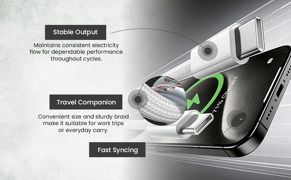 Verilux 240W C To C Cable Fast Charging, 6.6Ft/2M Nylon Braided, 480Mbps Da