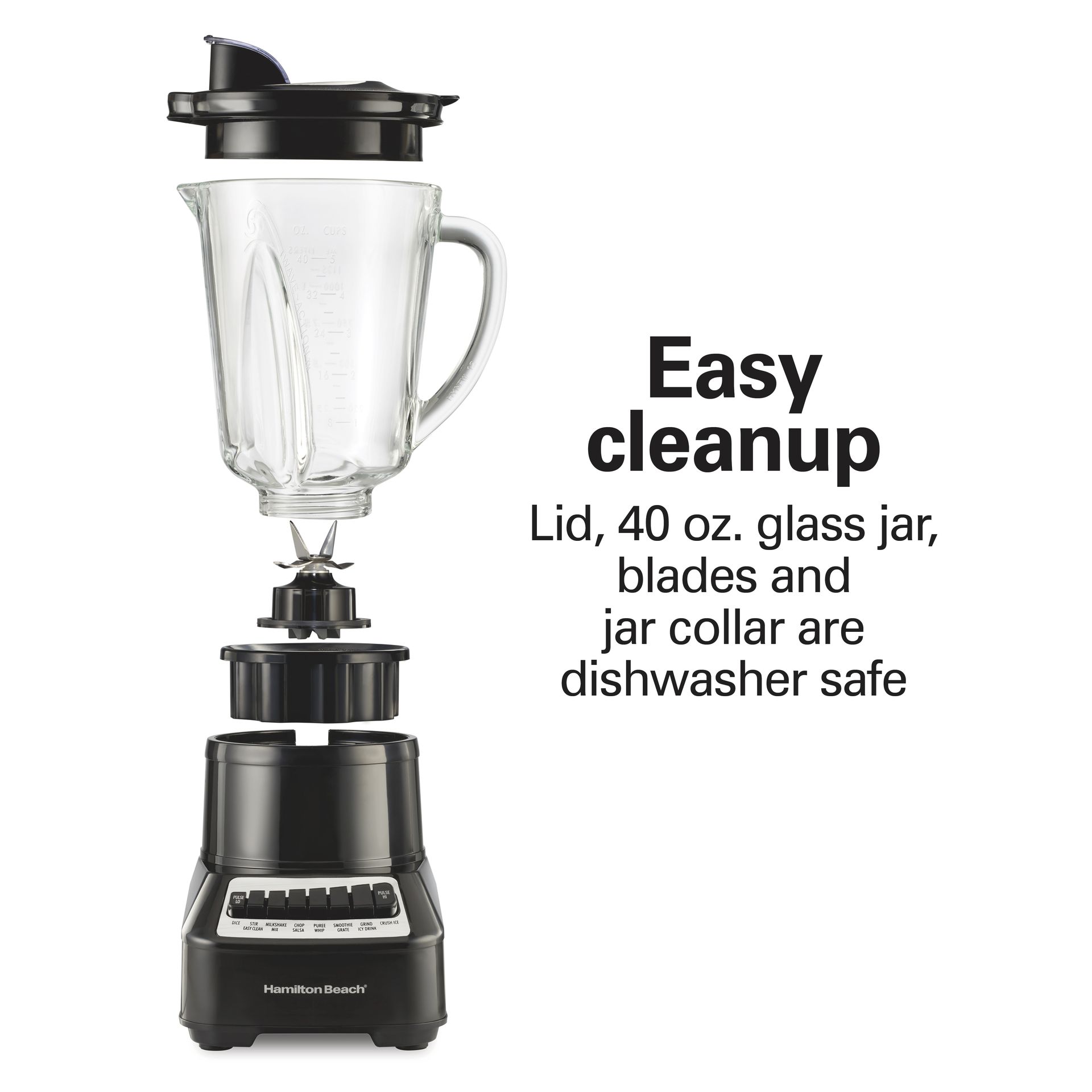 Hamilton Beach Wave Crusher Blender for Smoothies With 40 Oz Glass Jar