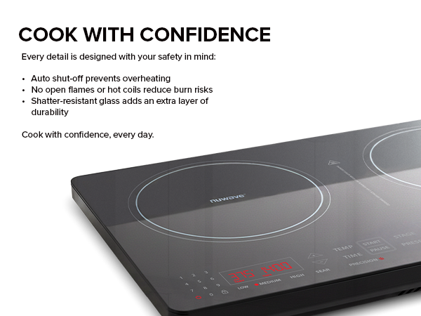 Nuwave PIC Double Portable Induction Cooktop, 900W/1500W/1800W Options