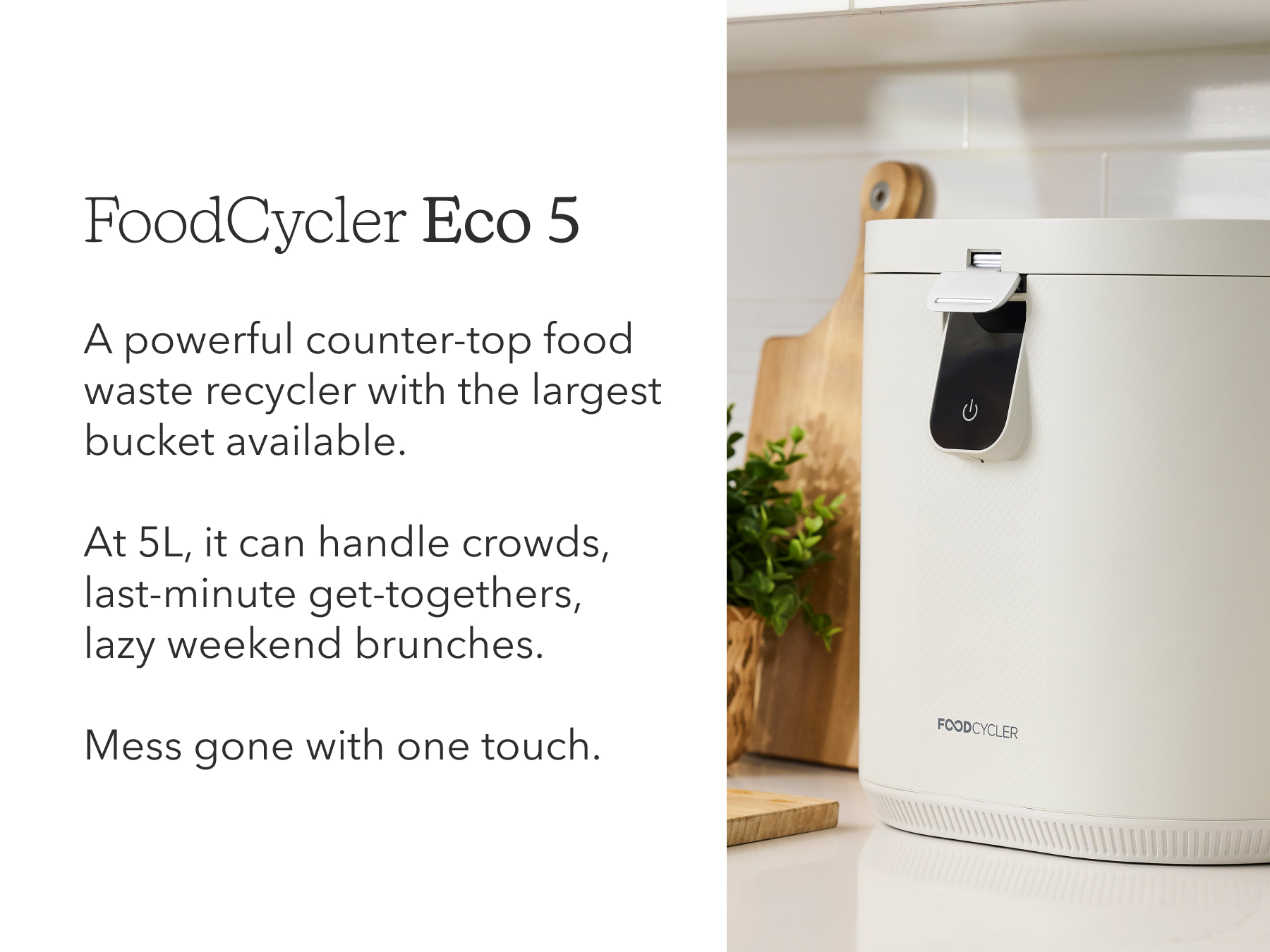 Food Cycler Eco 5 Award-Winning Kitchen Food Recycler | Indoor Composter Bin Alternative | Electric Countertop Food Disposer with Odorless 5L Indoor Food Waste Bin for Easy Waste Management | Grey